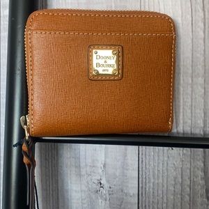 NWT- Dooney & Bourke Saffiano Leather Small Zip Around Wallet, Natural
